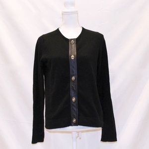 Coach Cashmere / Leather Cardigan Sweater